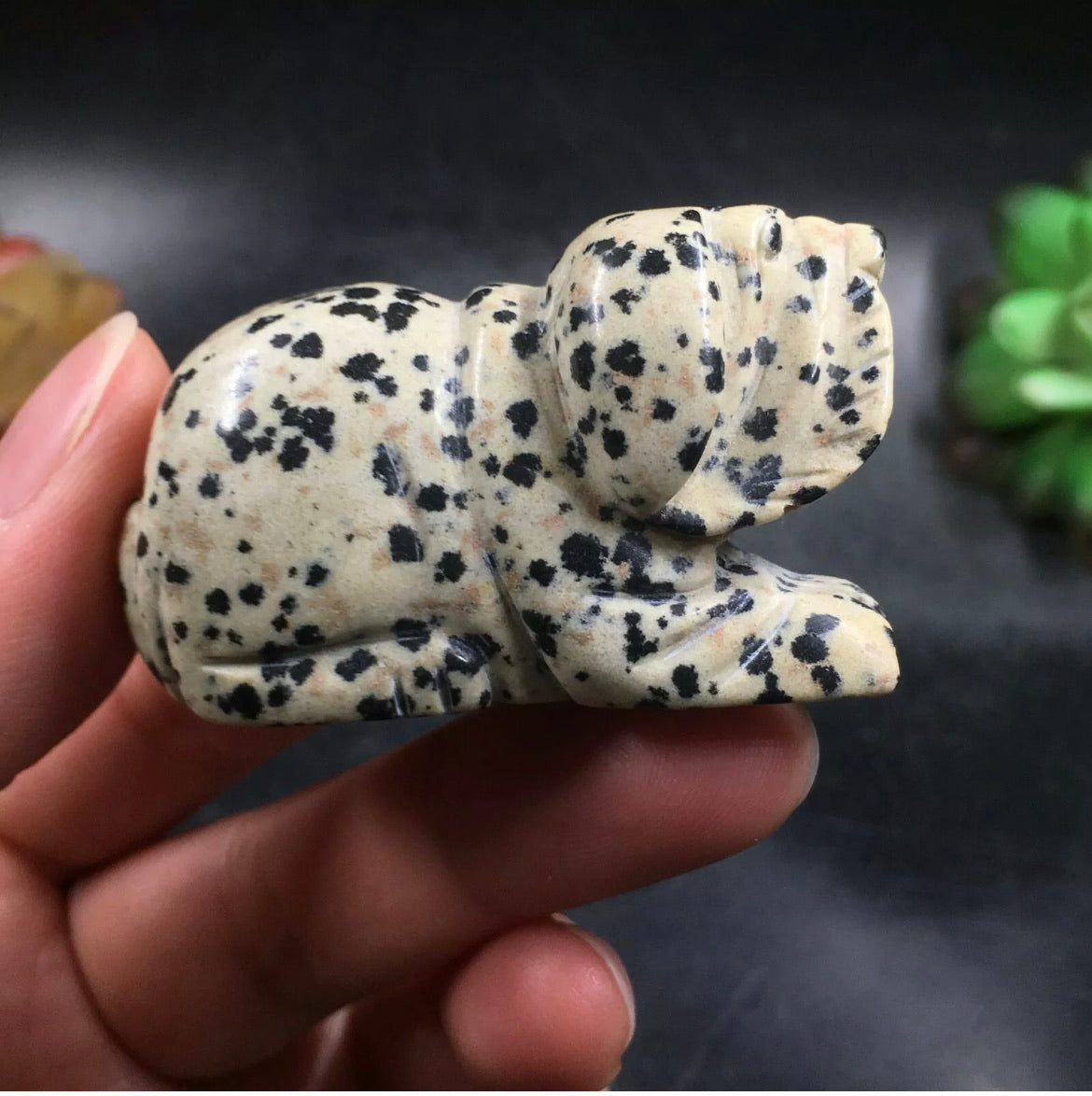 Natural Dalmatian Jasper gemstone Dog