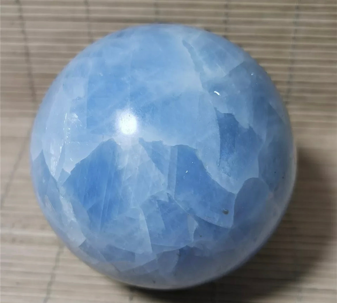 Natural Blue Calcite Gemstone Crystal Sphere