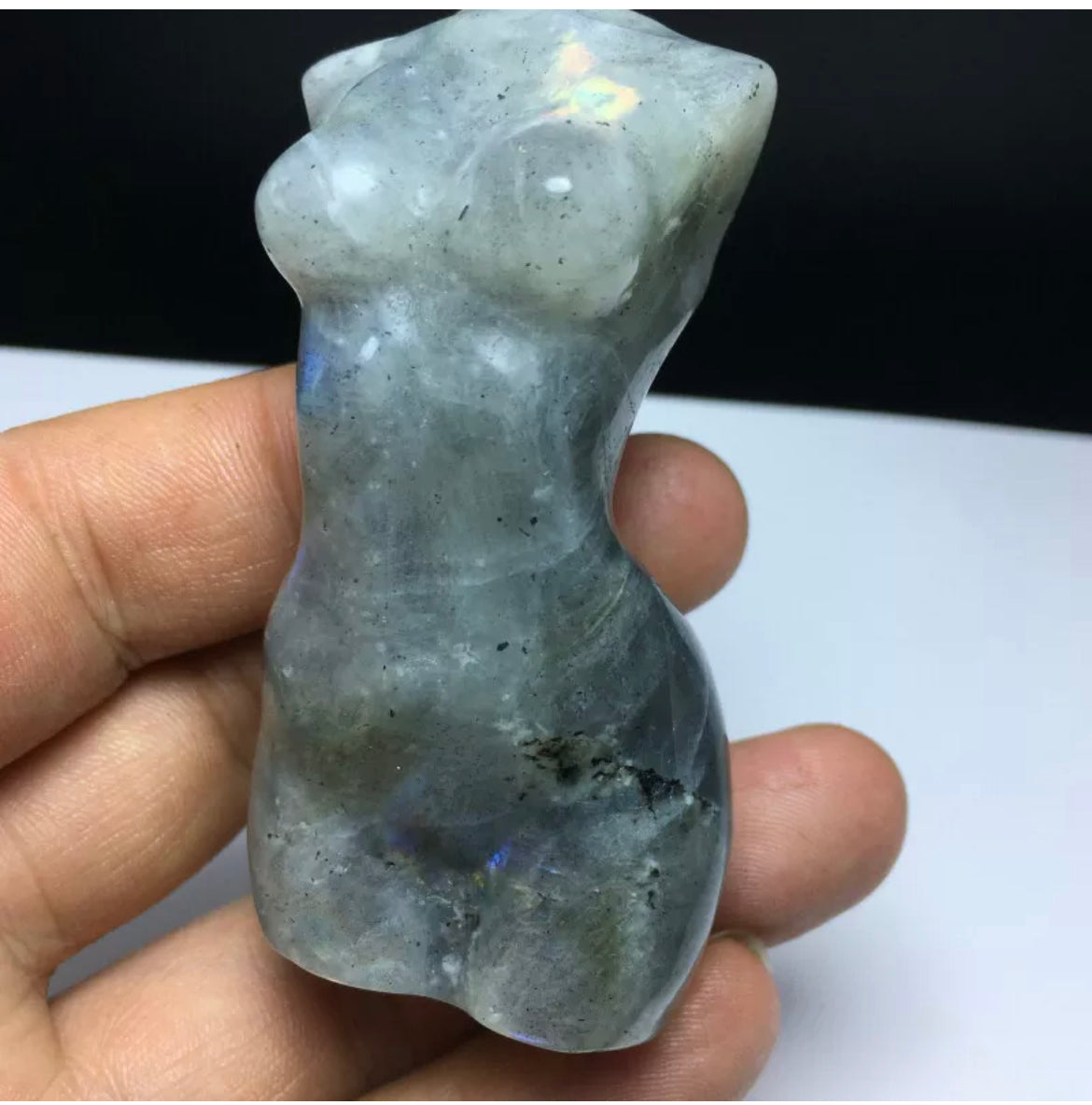 Natural Crystal Labradorite carved female form statue figurine