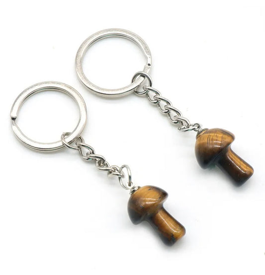 Tiger Eye Mushroom Keychain