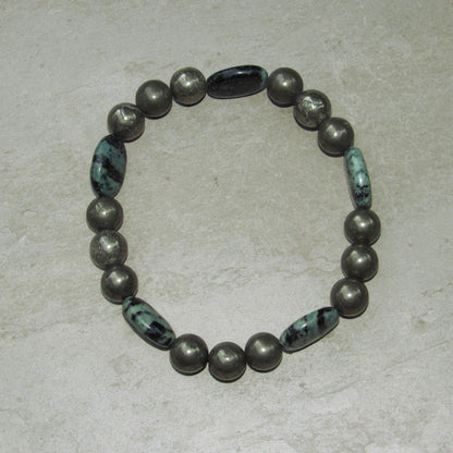 Pyrite and African Turquoise Stretch Bracelet