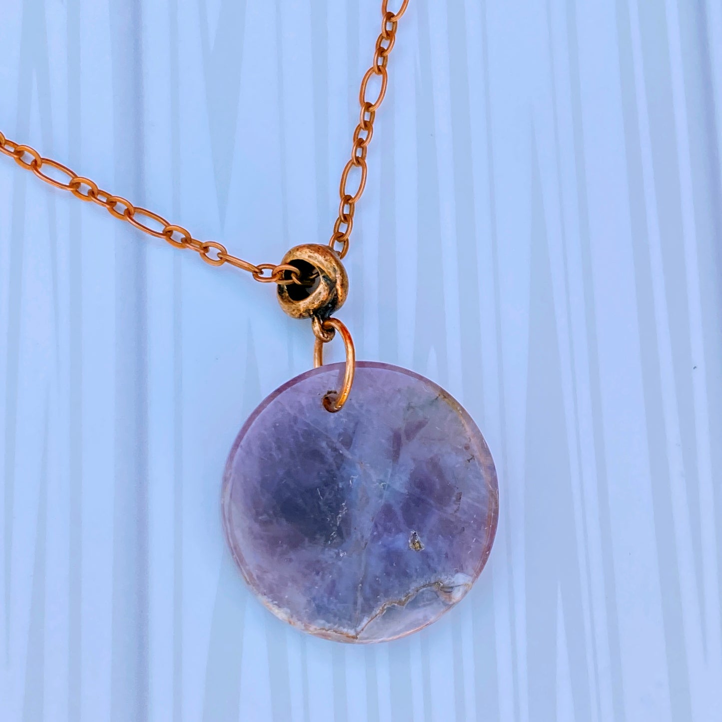 Amethyst Full Moon Necklace on Copper Chain