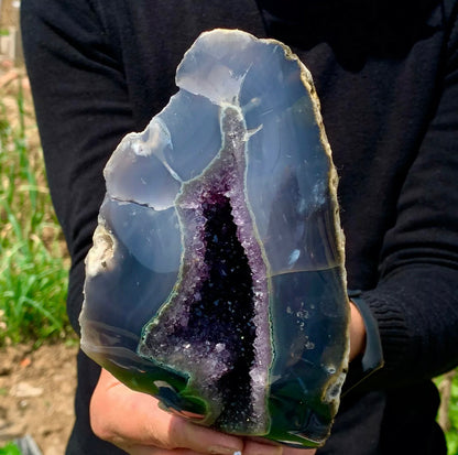 Natural Amethyst gemstone geode crystal cluster