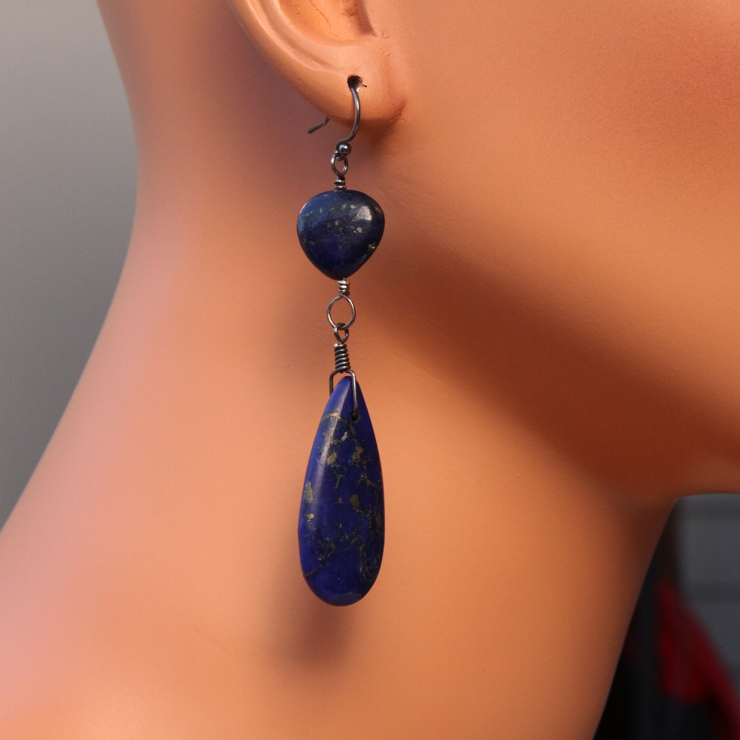 Lapis Lazuli gemstone Long Drop Earrings