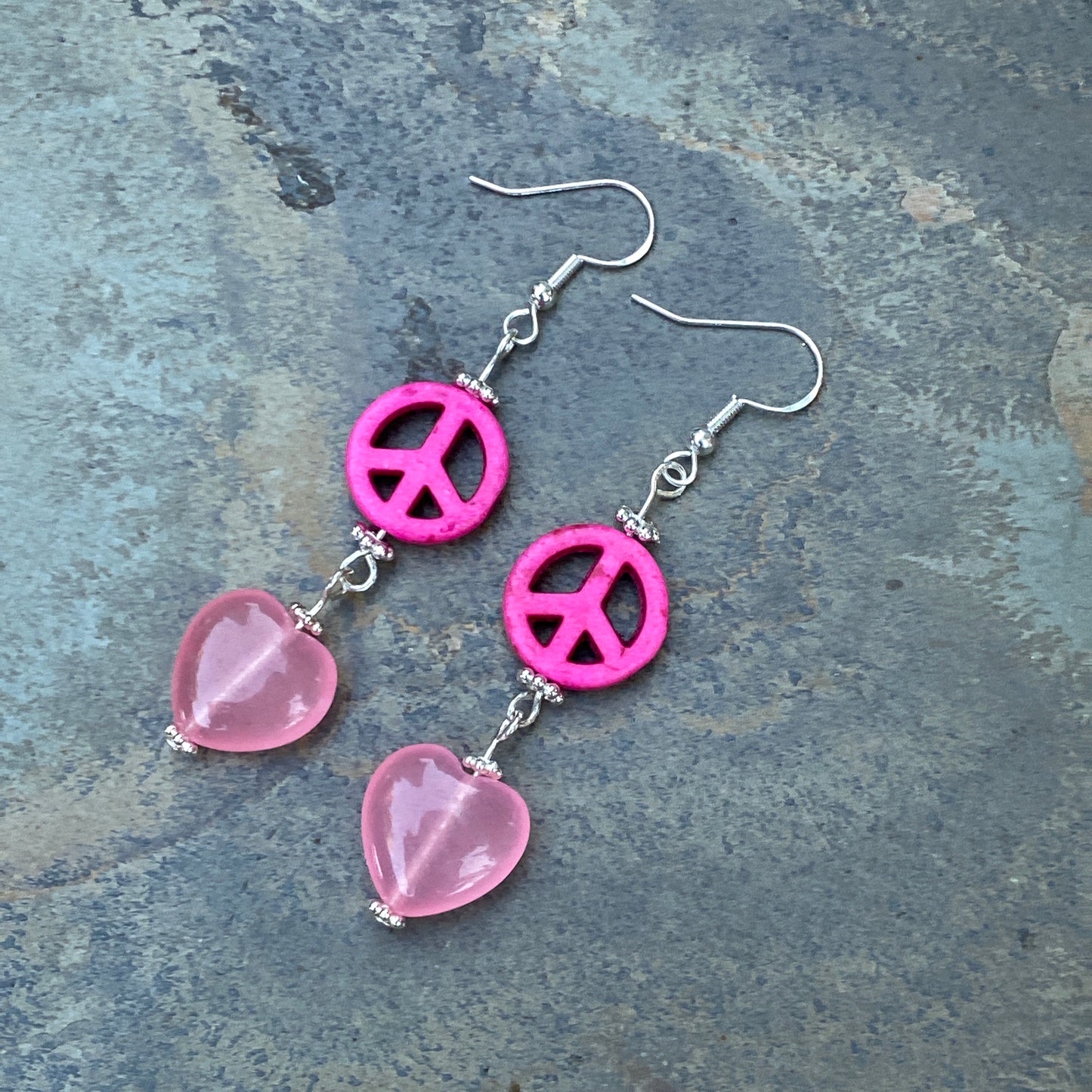 Peace and Hearts Gemstone Earrings