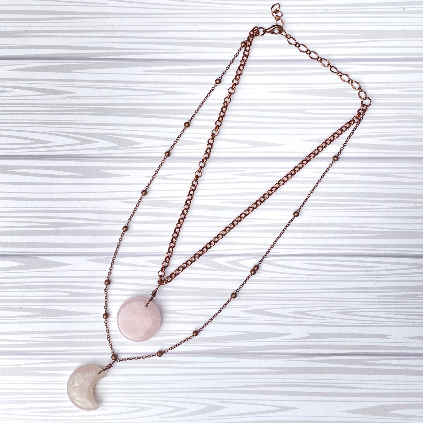 Full Moon, Crescent Moon Layered Necklace