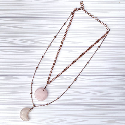 Full Moon, Crescent Moon Layered Necklace