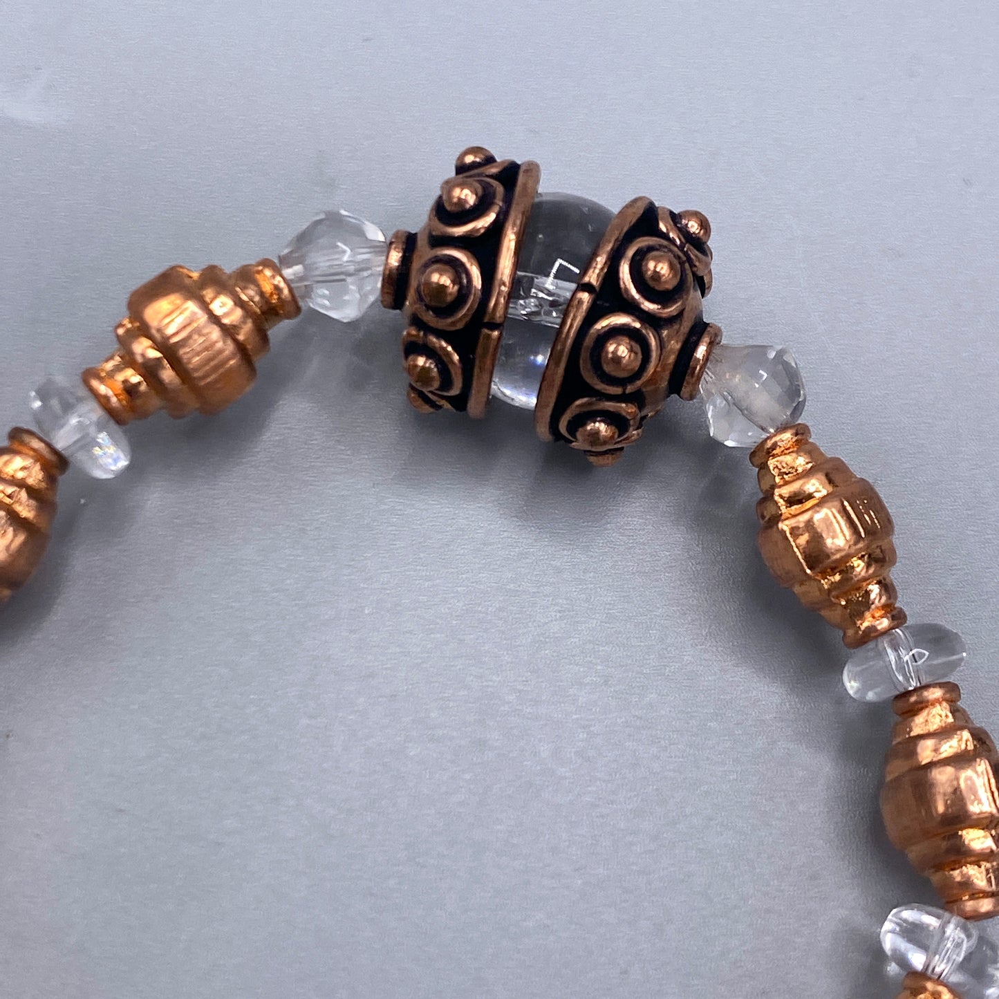 Quartz and Copper Beaded Stretch Bracelet