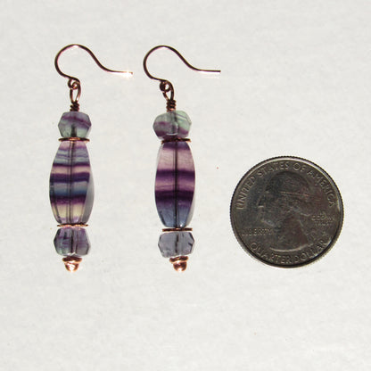 Rainbow Fluorite and Copper Earrings