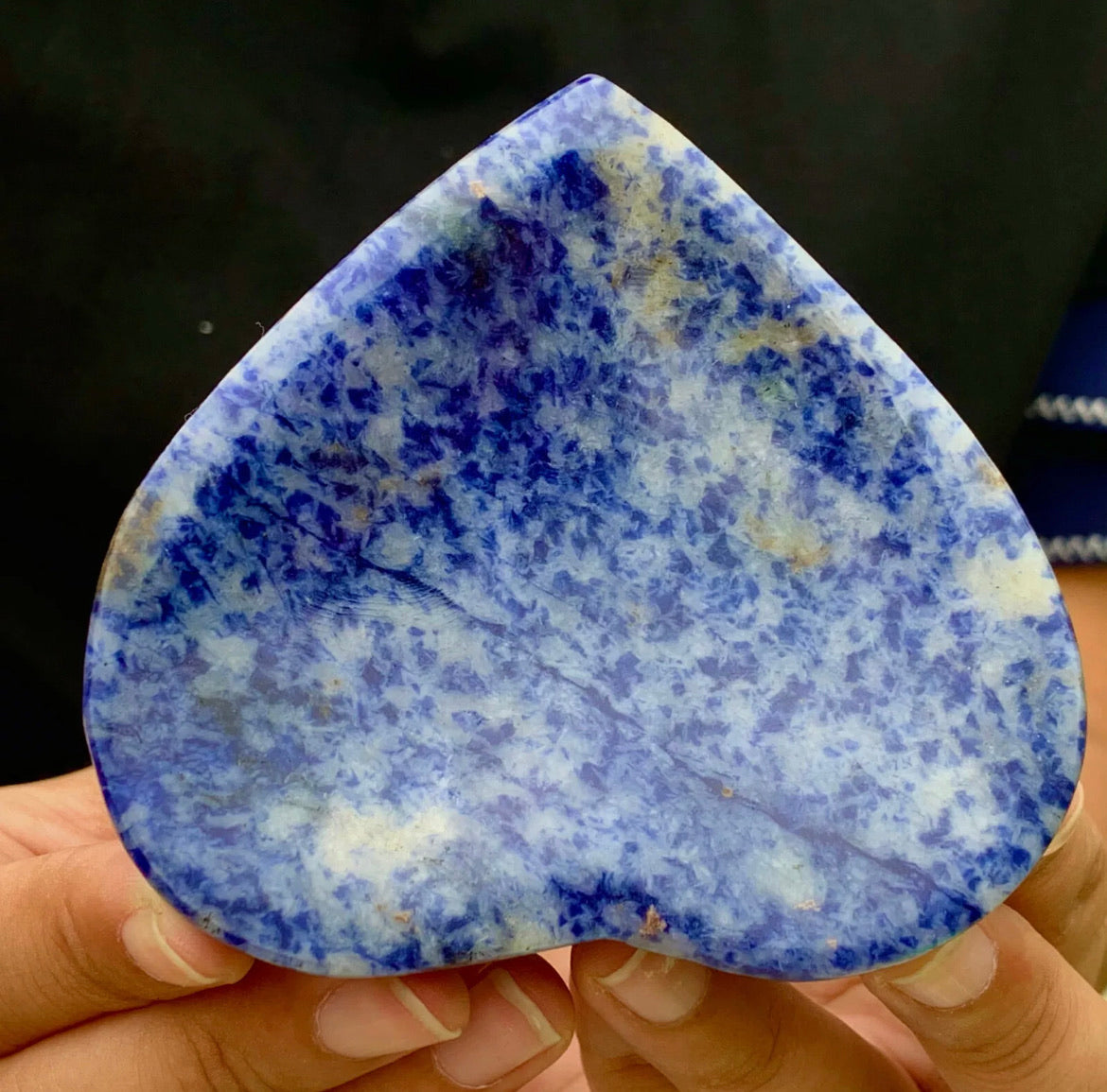 Natural sodalite gemstone heart shaped crystal