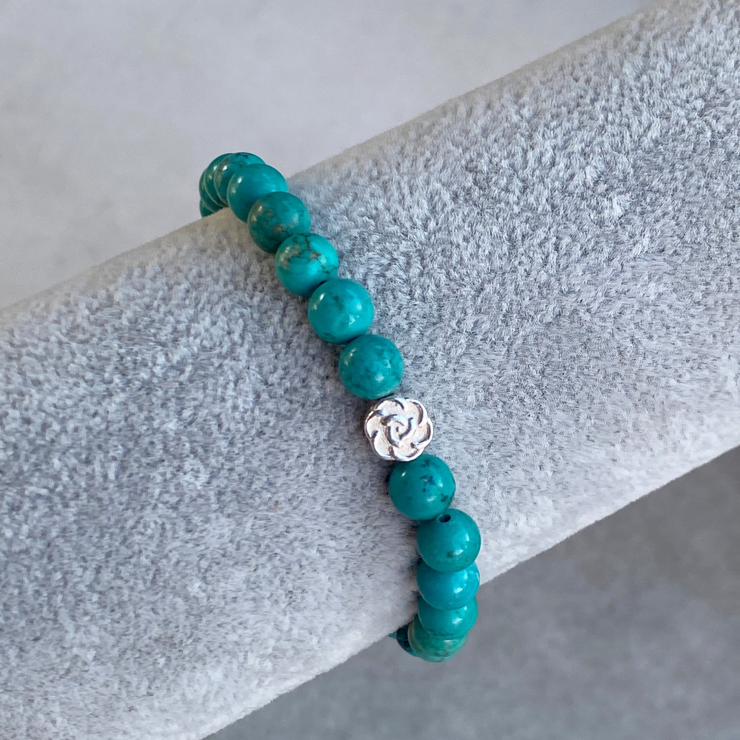 Turquoise and Sterling Silver Rose Bracelet