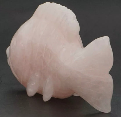 Natural Rose Quartz gemstone carved Koi Fish