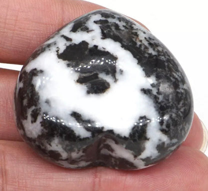 Natural Zebra Jasper Carved Crystal Heart