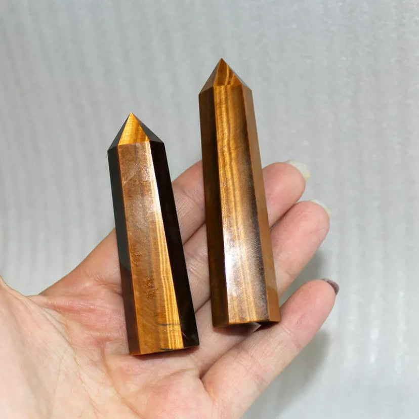 Natural Tiger's Eye Gemstone Healing Crystal Point Wand