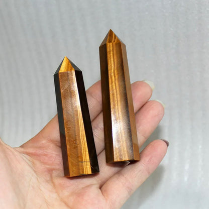 Natural Tiger's Eye Gemstone Healing Crystal Point Wand