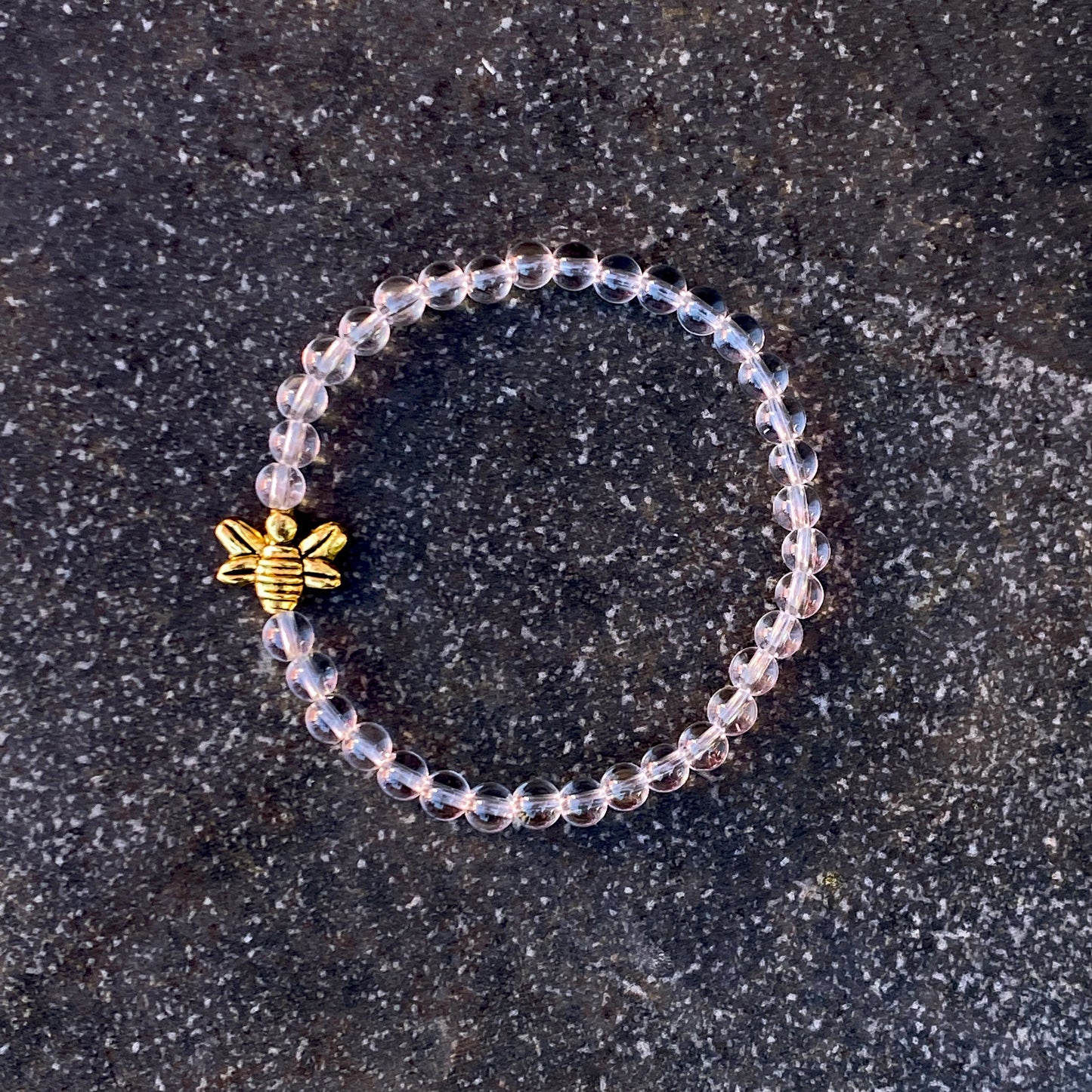 Quartz and Bumble Bee Beaded Stretch Bracelet