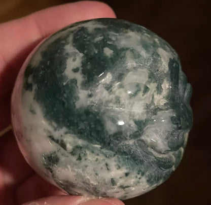 Natural Moss Agate Smiley Face Moon