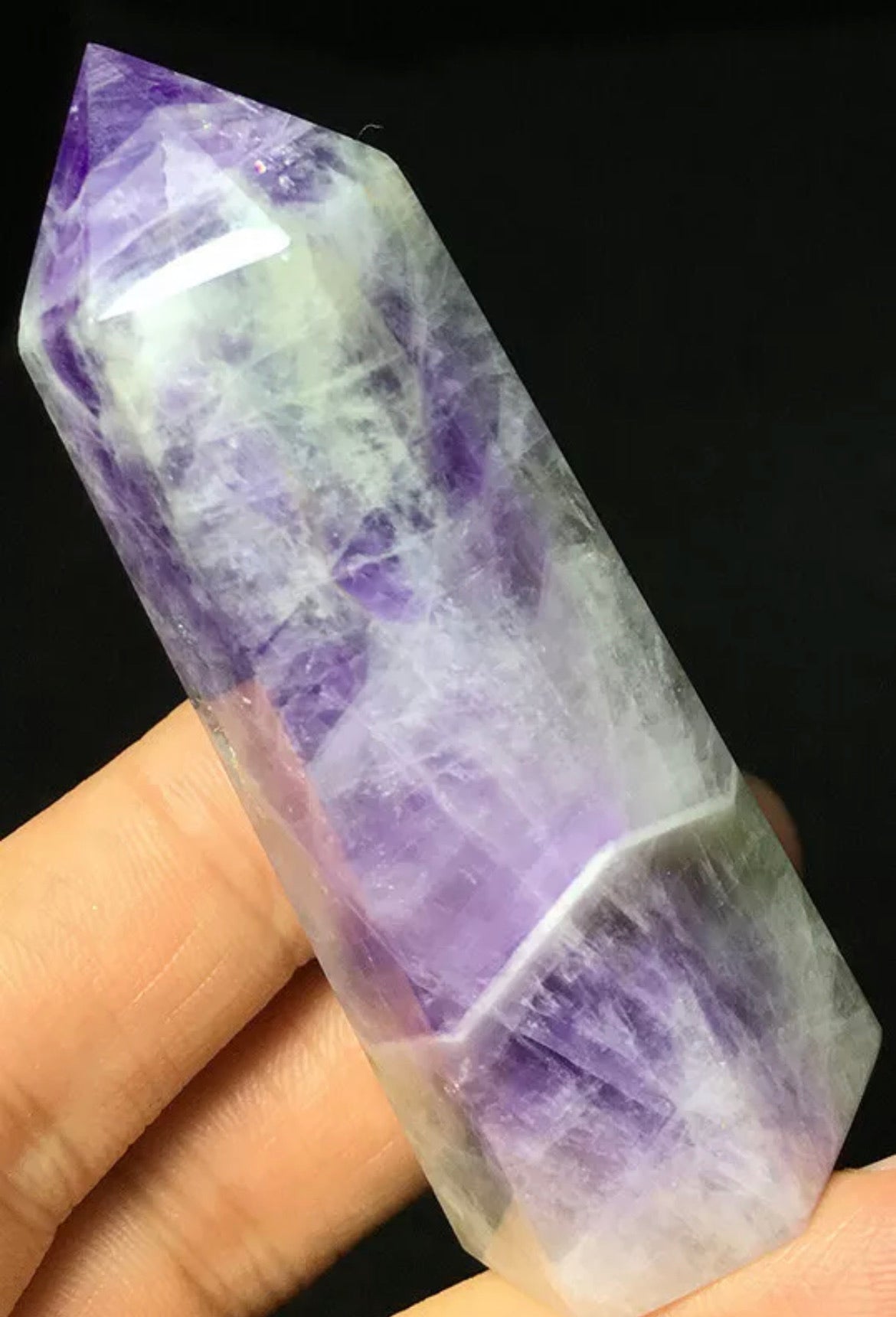 Natural amethyst gemstone towerpoint wand