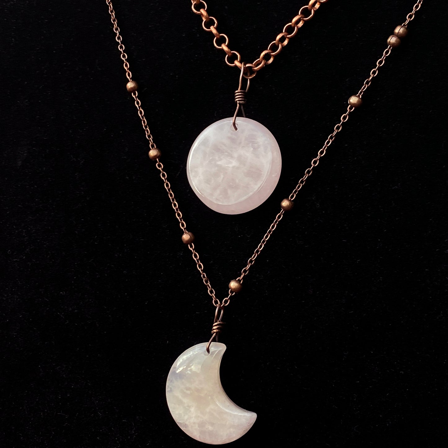 Full Moon, Crescent Moon Layered Necklace