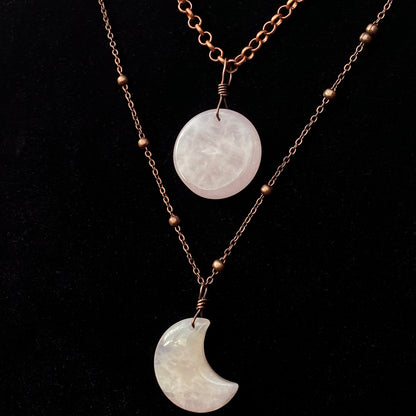 Full Moon, Crescent Moon Layered Necklace