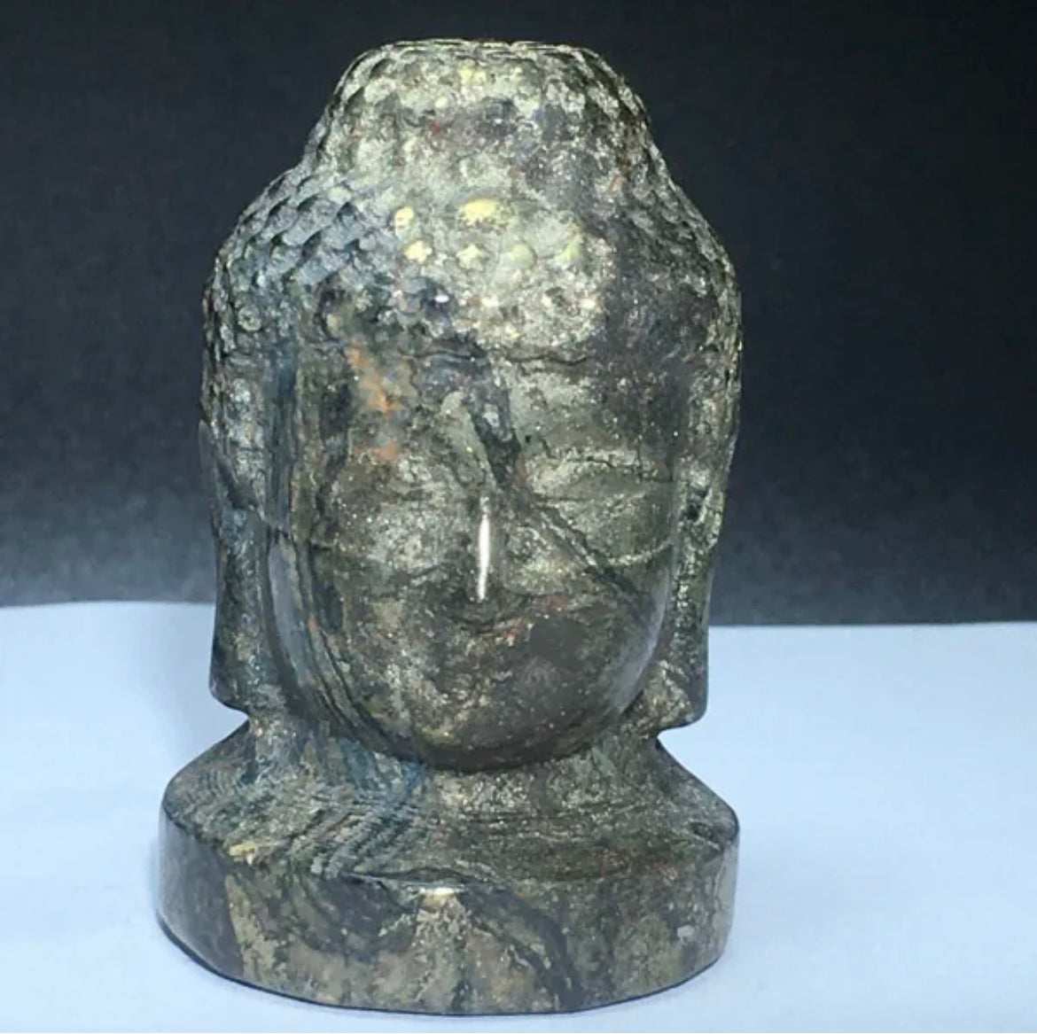 Natural Pyrite Buddha Head Figurine