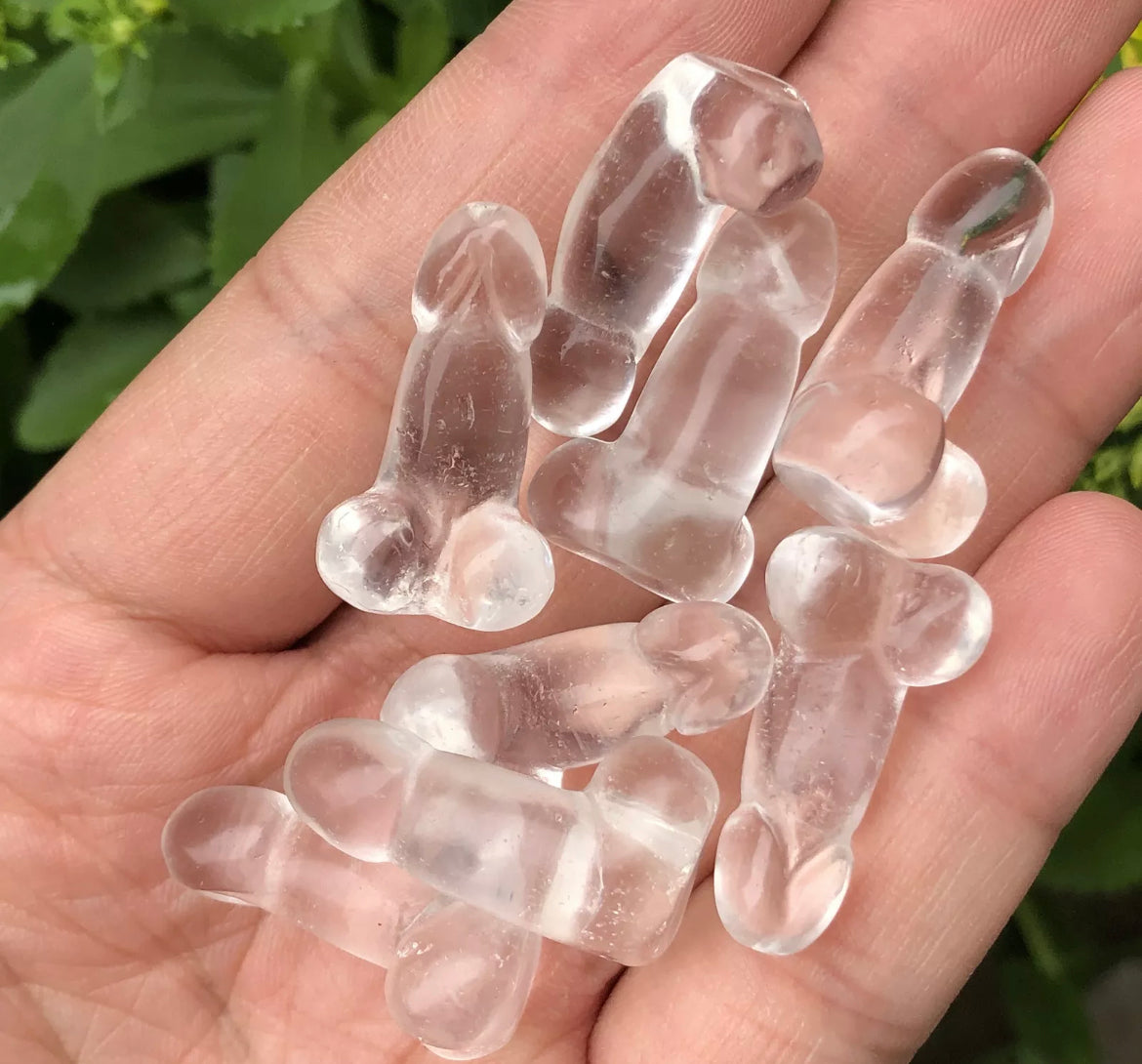 Natural Clear Quartz gemstone carved  Penis