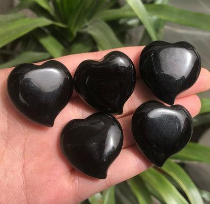 Natural Black Obsidian Hearts