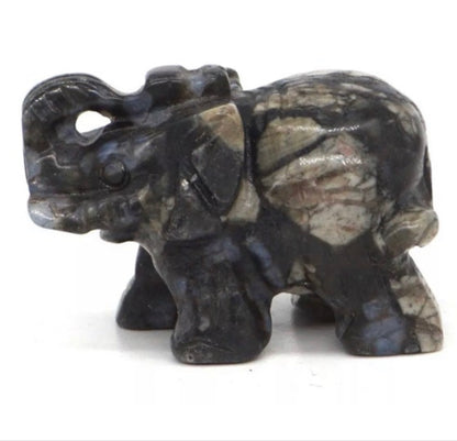 Gemstone Carved Elephants