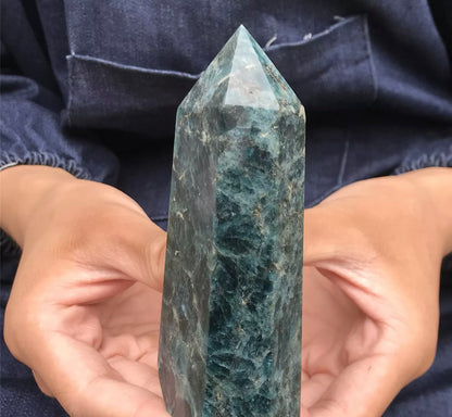 Natural Blue Apatite gemstone Tower Point Obelisk