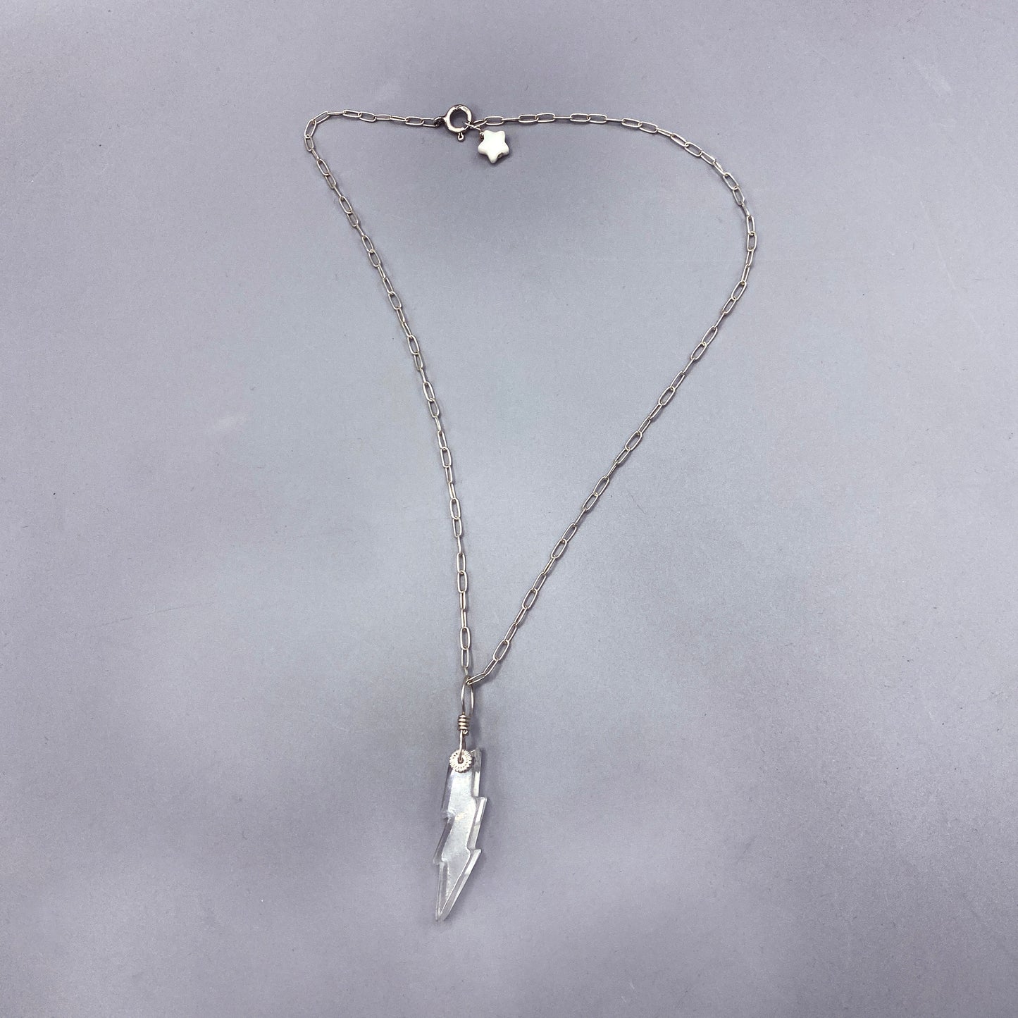 Quartz gemstone Bolt on sterling silver Necklace