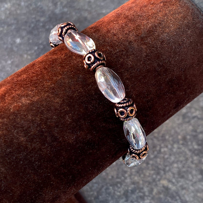 Quartz and Copper Beaded Stretch Bracelet