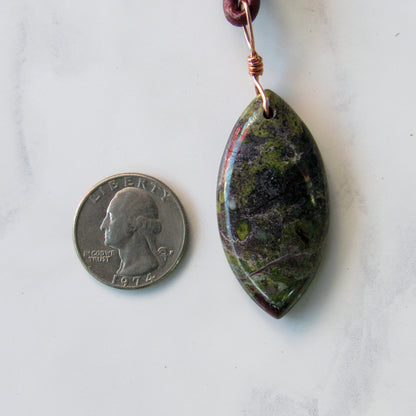 Dragon’s Blood Jasper gemstone on Leather Necklace