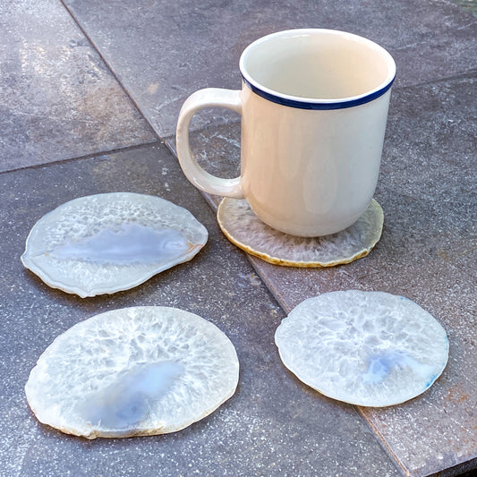 Natural Sliced Agate gemstone Coaster Set