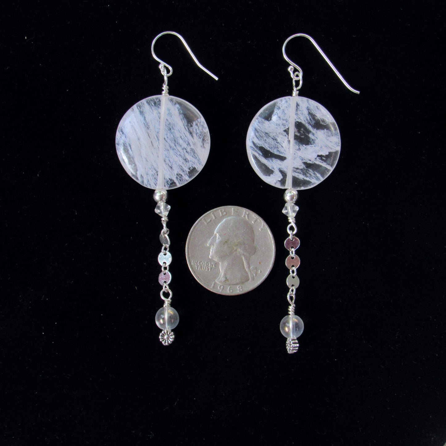 Purple Cherry Quartz, Sterling Silver, and Quartz Drop Earrings