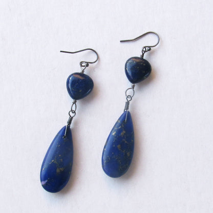 Lapis Lazuli gemstone Long Drop Earrings