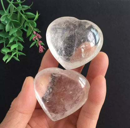 Clear Quartz Heart Shaped Carving Crystal Stone Polished Healing gemstone reiki semiprecious