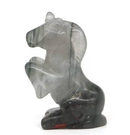 Natural African Bloodstone gemstone carved Unicorn Figurine