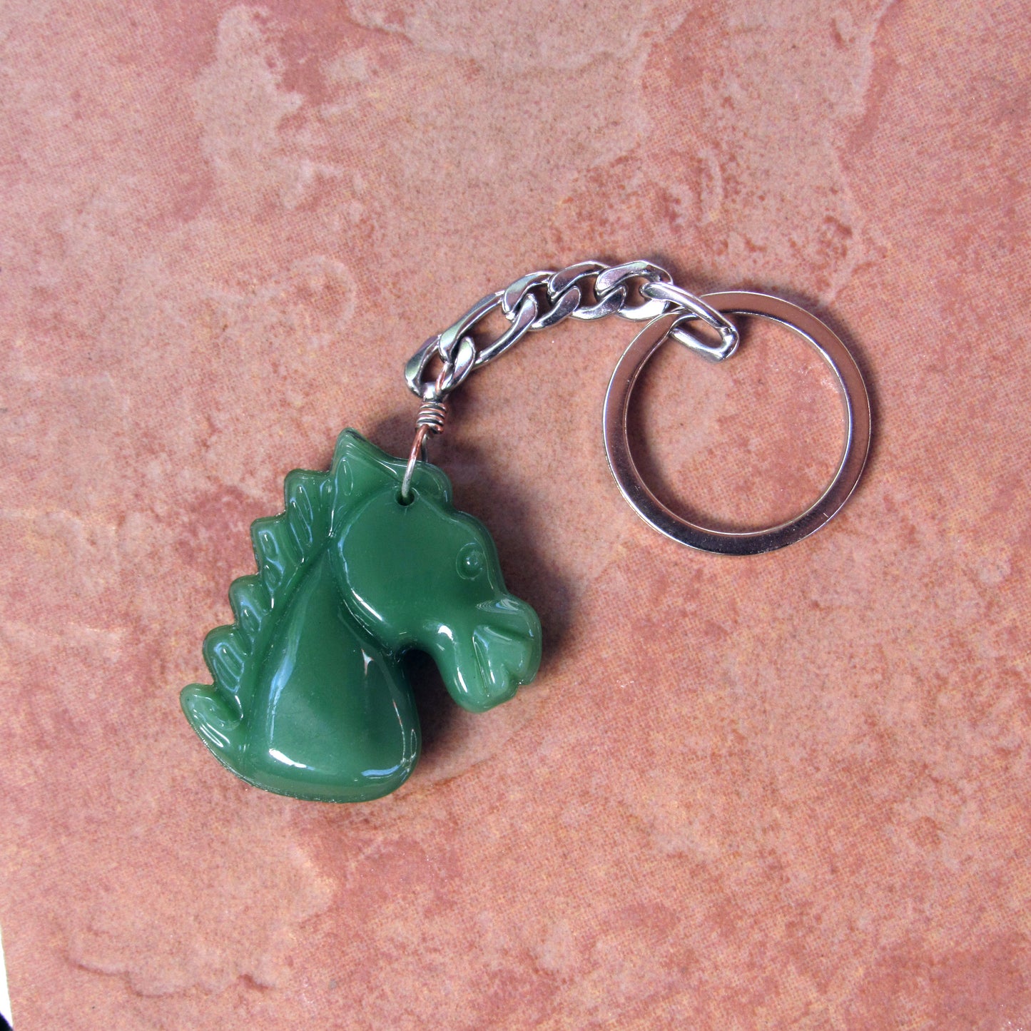 Jade Gemstone Horse Head Key Chain