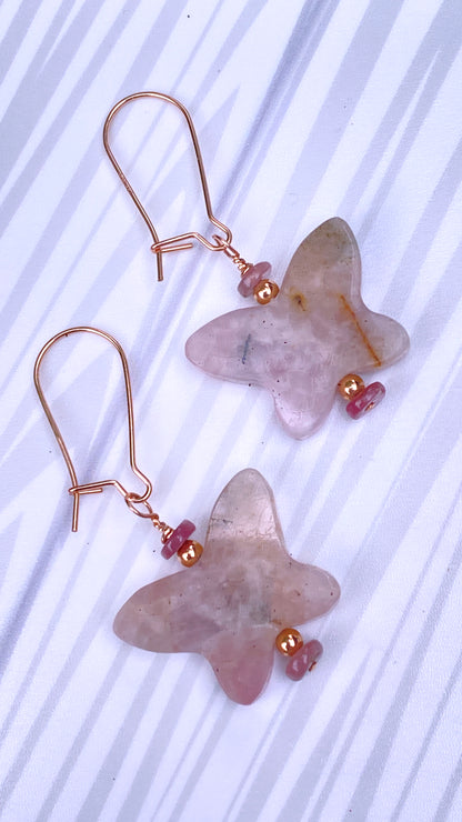 Pink Tourmaline gemstone Butterfly Earring