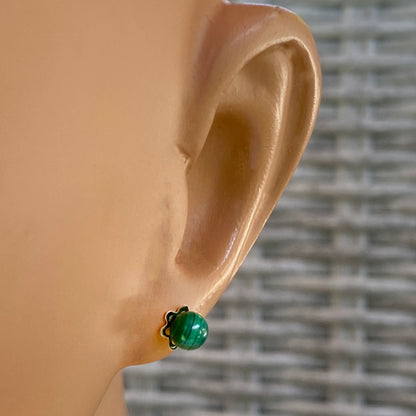 Malachite gemstone Stud Earrings