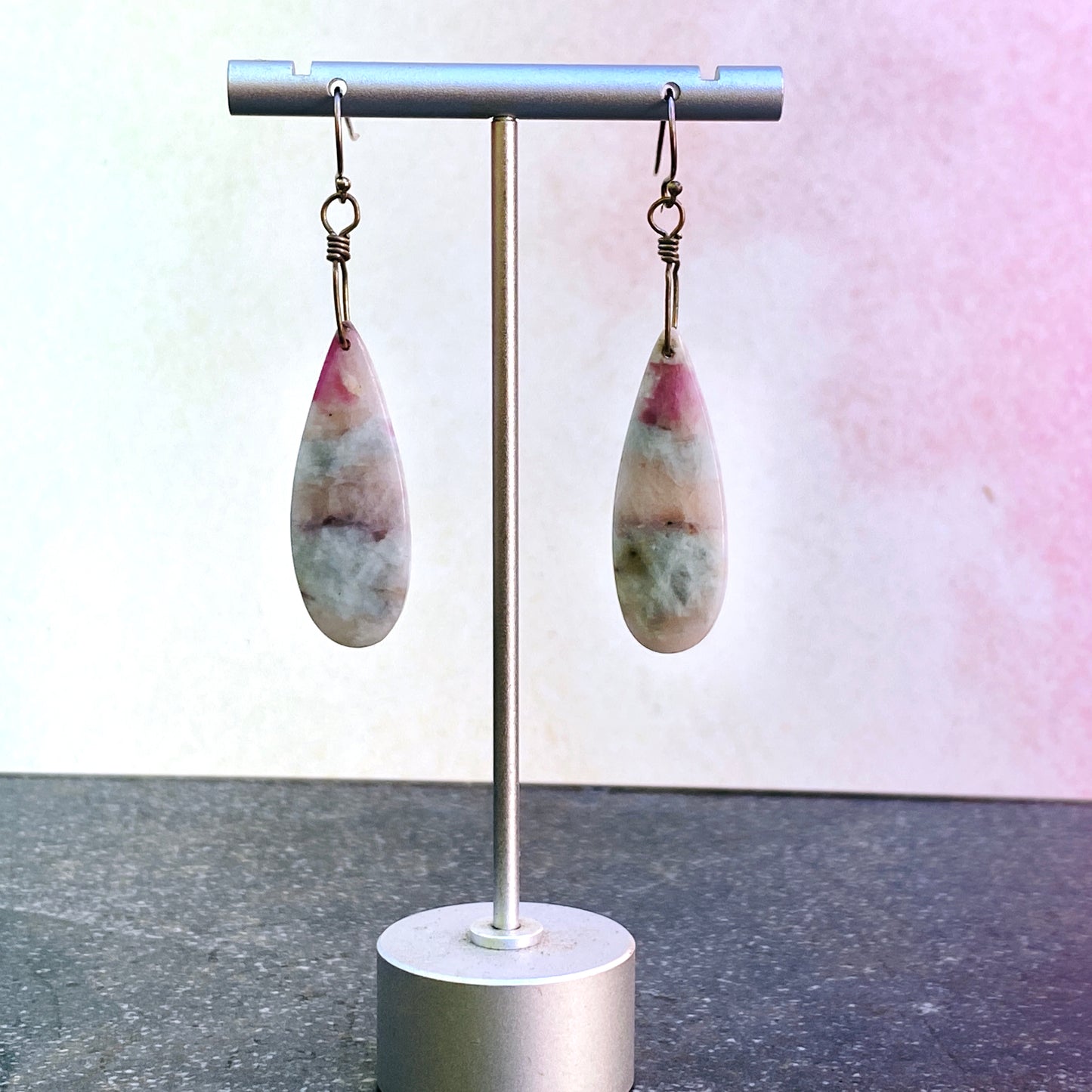 Pink Tourmaline gemstone dangle Earring