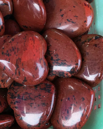 Natural red obsidian heart