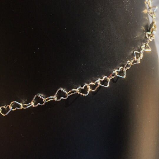 Sterling silver heart chain with a purple south sea pearl and labradorite choker