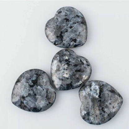 Natural Larvikite heart palm stones