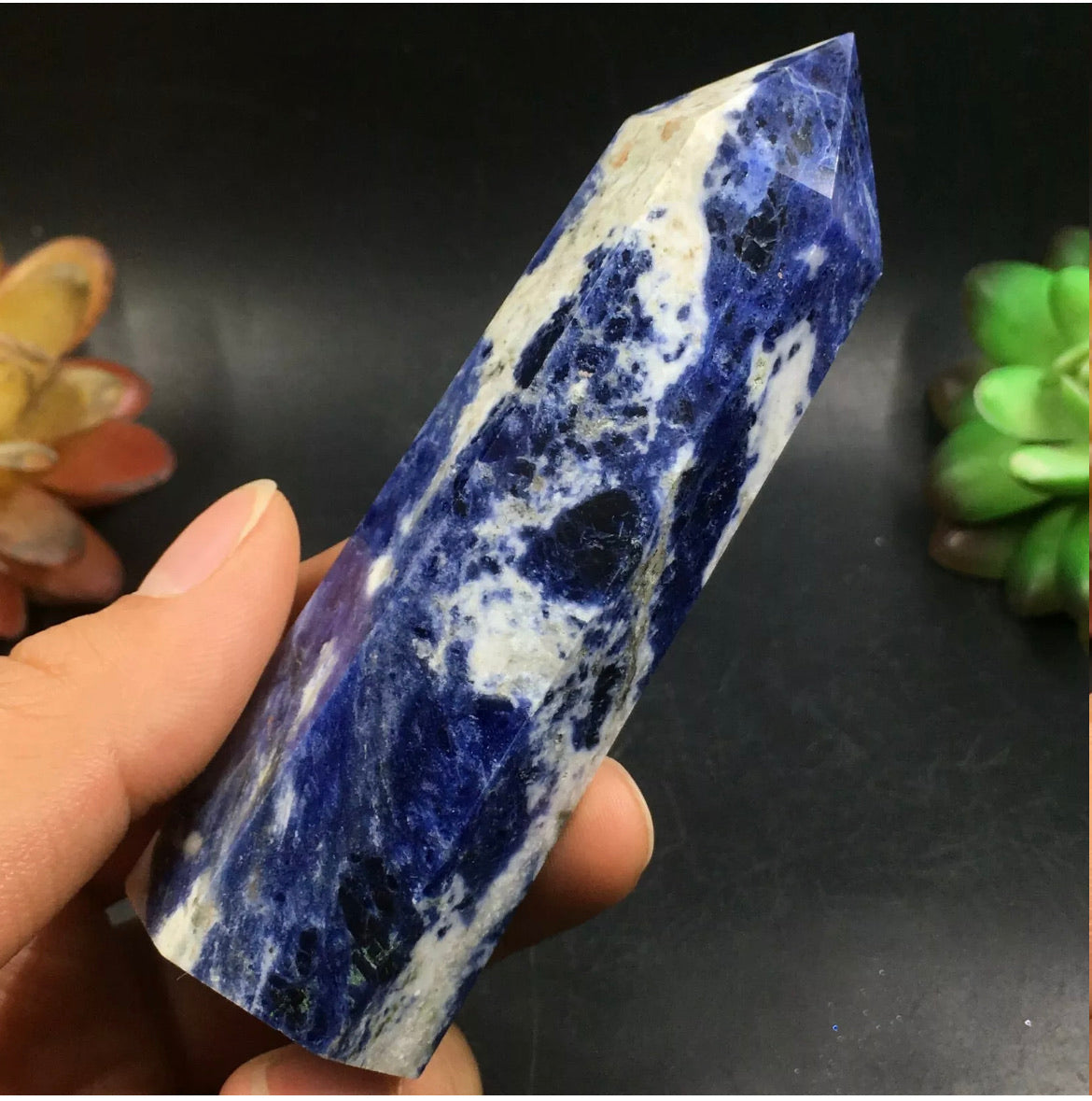 Natural blue Sodalite gemstone Wand