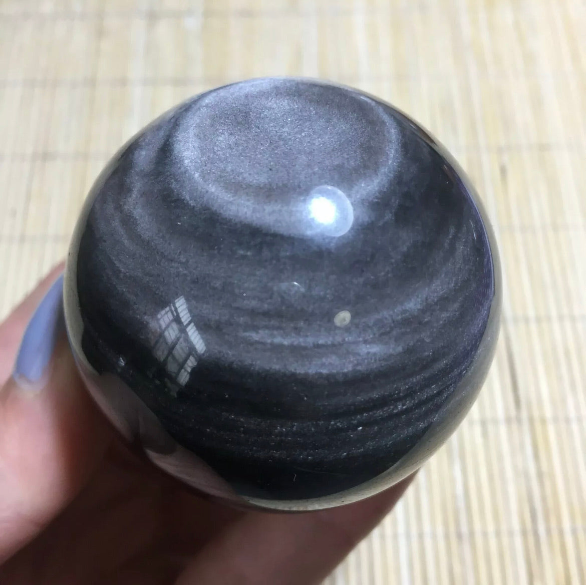 Natural Silver Obsidian Sphere - Crystal Reiki Healing Ball - 5 sizes