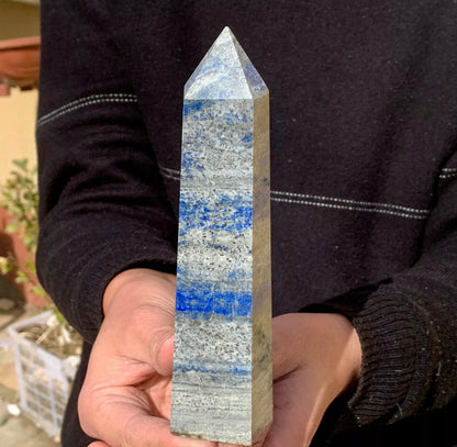 Natural Rock Lapis Lazuli Gemstone Quartz Crystal Stone Tower Point Obelisk