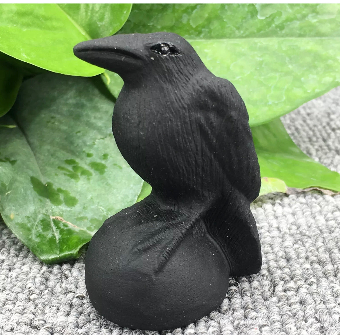 Natural Black Obsidian Raven Crow