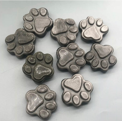 Silver obsidian dog cat paw