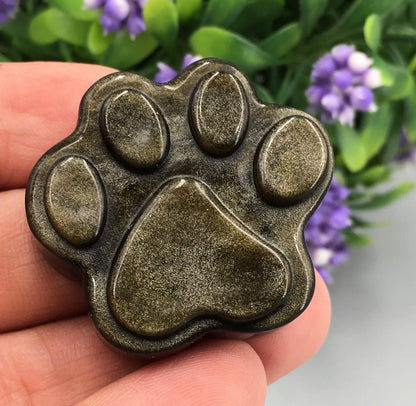 Natural Gold Obsidian gemstone carved Paw